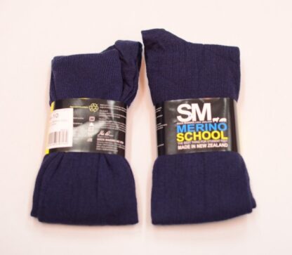 Boys long navy wool socks